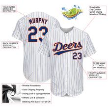 Load image into Gallery viewer, Custom White Royal Strip Royal-Orange Authentic Baseball Jersey
