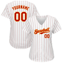 Load image into Gallery viewer, Custom White Red Strip Red-Gold Authentic Baseball Jersey
