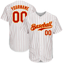 Load image into Gallery viewer, Custom White Red Strip Red-Gold Authentic Baseball Jersey
