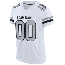 Load image into Gallery viewer, Custom White Silver-Black Mesh Authentic Football Jersey
