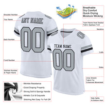 Load image into Gallery viewer, Custom White Silver-Black Mesh Authentic Football Jersey
