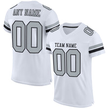 Load image into Gallery viewer, Custom White Silver-Black Mesh Authentic Football Jersey
