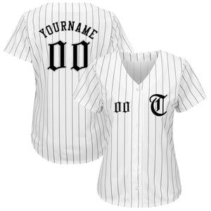 Custom White Black Strip Black-Gray Authentic Baseball Jersey