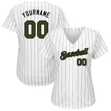 Load image into Gallery viewer, Custom White Black Strip Olive-Black Authentic Memorial Day Baseball Jersey
