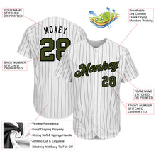 Load image into Gallery viewer, Custom White Black Strip Olive-Black Authentic Memorial Day Baseball Jersey
