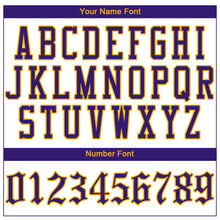 Load image into Gallery viewer, Custom White Purple Strip Purple-Gold Authentic Baseball Jersey
