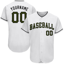 Load image into Gallery viewer, Custom White Olive-Black Authentic Memorial Day Baseball Jersey
