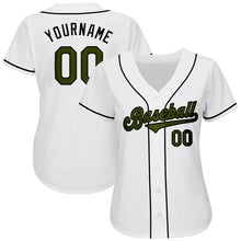 Load image into Gallery viewer, Custom White Olive-Black Authentic Memorial Day Baseball Jersey
