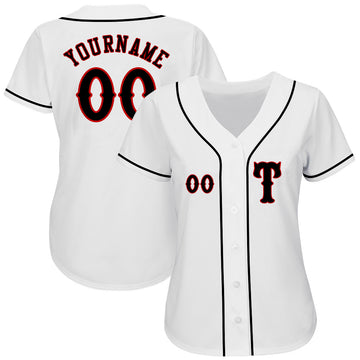 Custom White Black-Red Authentic Baseball Jersey