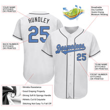 Load image into Gallery viewer, Custom White Light Blue-Dark Gray Authentic Father&#39;s Day Baseball Jersey
