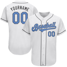 Load image into Gallery viewer, Custom White Light Blue-Dark Gray Authentic Father&#39;s Day Baseball Jersey
