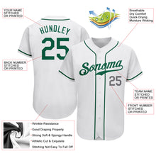 Load image into Gallery viewer, Custom White Kelly Green-Light Gray Authentic Baseball Jersey
