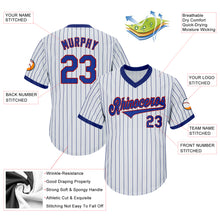 Load image into Gallery viewer, Custom White Royal Strip Royal-Red Authentic Throwback Rib-Knit Baseball Jersey Shirt
