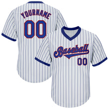 Load image into Gallery viewer, Custom White Royal Strip Royal-Red Authentic Throwback Rib-Knit Baseball Jersey Shirt
