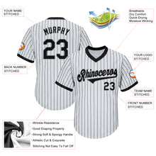 Load image into Gallery viewer, Custom White Black Strip Black-Gray Authentic Throwback Rib-Knit Baseball Jersey Shirt
