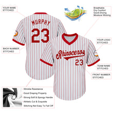 Load image into Gallery viewer, Custom White Red Strip Red-White Authentic Throwback Rib-Knit Baseball Jersey Shirt
