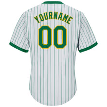 Load image into Gallery viewer, Custom White Kelly Green Strip Kelly Green-Gold Authentic Throwback Rib-Knit Baseball Jersey Shirt
