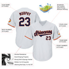 Load image into Gallery viewer, Custom White Navy-Orange Authentic Throwback Rib-Knit Baseball Jersey Shirt
