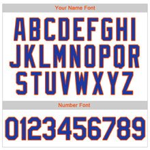 Load image into Gallery viewer, Custom White Royal Strip Royal-Orange Authentic Throwback Rib-Knit Baseball Jersey Shirt

