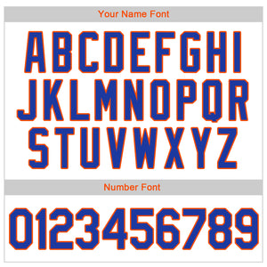 Custom White Royal Strip Royal-Orange Authentic Throwback Rib-Knit Baseball Jersey Shirt