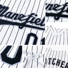 Load image into Gallery viewer, Custom White Navy Strip Navy Authentic Baseball Jersey
