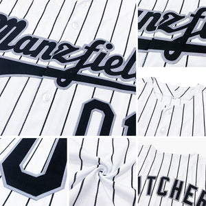 Custom White Navy Strip Navy Authentic Baseball Jersey