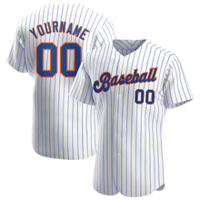 Load image into Gallery viewer, Custom White Royal Strip Royal-Orange Authentic Baseball Jersey
