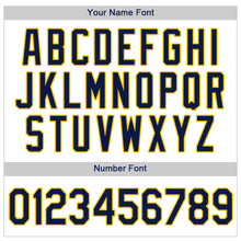 Load image into Gallery viewer, Custom White Navy Strip Navy-Gold Authentic Baseball Jersey
