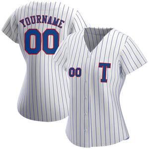 Custom White Royal Strip Royal-Red Authentic Baseball Jersey