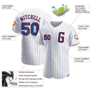 Custom White Royal Strip Royal-Red Authentic Baseball Jersey