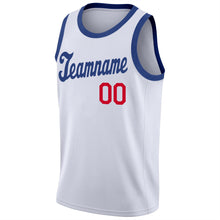 Load image into Gallery viewer, Custom White Royal-Red Round Neck Rib-Knit Basketball Jersey
