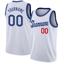 Load image into Gallery viewer, Custom White Royal-Red Round Neck Rib-Knit Basketball Jersey
