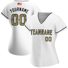 Load image into Gallery viewer, Custom White Camo-Black Authentic American Flag Fashion Baseball Jersey
