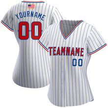Load image into Gallery viewer, Custom White Royal Strip Red-Royal Authentic American Flag Fashion Baseball Jersey
