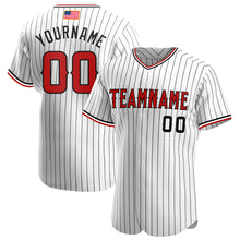 Load image into Gallery viewer, Custom White Black Strip Red-Black Authentic American Flag Fashion Baseball Jersey
