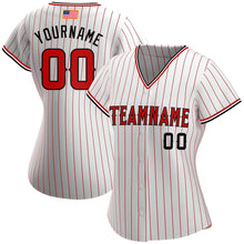 Load image into Gallery viewer, Custom White Red Strip Red-Black Authentic American Flag Fashion Baseball Jersey
