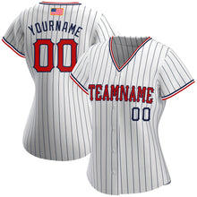 Load image into Gallery viewer, Custom White Navy Strip Red-Navy Authentic American Flag Fashion Baseball Jersey
