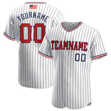 Load image into Gallery viewer, Custom White Navy Strip Red-Navy Authentic American Flag Fashion Baseball Jersey
