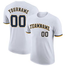 Load image into Gallery viewer, Custom White Navy-Gold Performance T-Shirt
