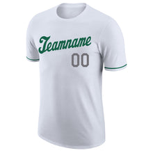 Load image into Gallery viewer, Custom White Kelly Green-Gray Performance T-Shirt
