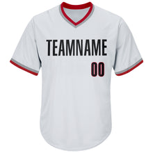 Load image into Gallery viewer, Custom White Black-Red Authentic Throwback Rib-Knit Baseball Jersey Shirt
