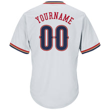 Load image into Gallery viewer, Custom White Navy-Red Authentic Throwback Rib-Knit Baseball Jersey Shirt

