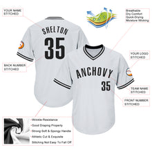 Load image into Gallery viewer, Custom White Black Authentic Throwback Rib-Knit Baseball Jersey Shirt
