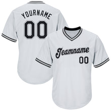 Load image into Gallery viewer, Custom White Black-Gray Authentic Throwback Rib-Knit Baseball Jersey Shirt
