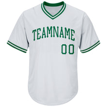 Load image into Gallery viewer, Custom White Kelly Green Authentic Throwback Rib-Knit Baseball Jersey Shirt
