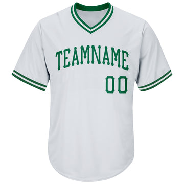Custom White Kelly Green Authentic Throwback Rib-Knit Baseball Jersey Shirt