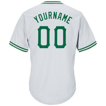 Load image into Gallery viewer, Custom White Kelly Green Authentic Throwback Rib-Knit Baseball Jersey Shirt
