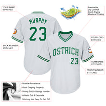 Load image into Gallery viewer, Custom White Kelly Green Authentic Throwback Rib-Knit Baseball Jersey Shirt
