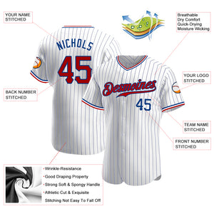 Custom White Royal Strip Red-Royal Authentic Baseball Jersey
