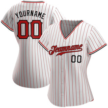Load image into Gallery viewer, Custom White Red Strip Red-Black Authentic Baseball Jersey
